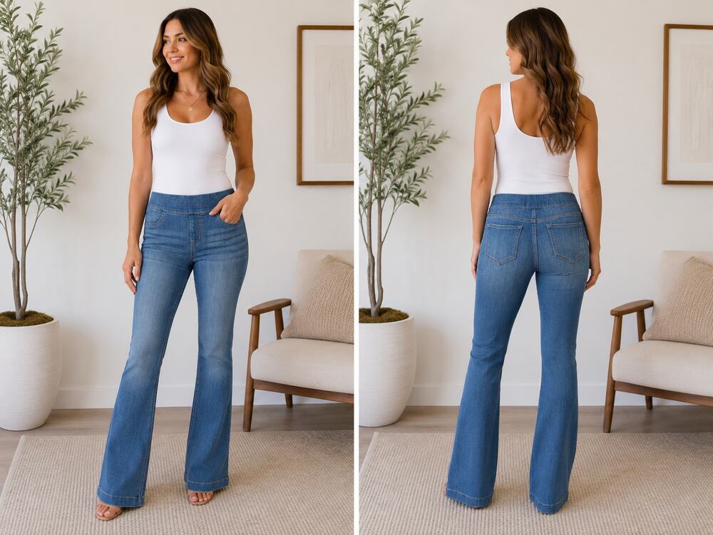 Cello Pull On Bootcut Jeans Women's Medium Blue Stretch Denim Size M